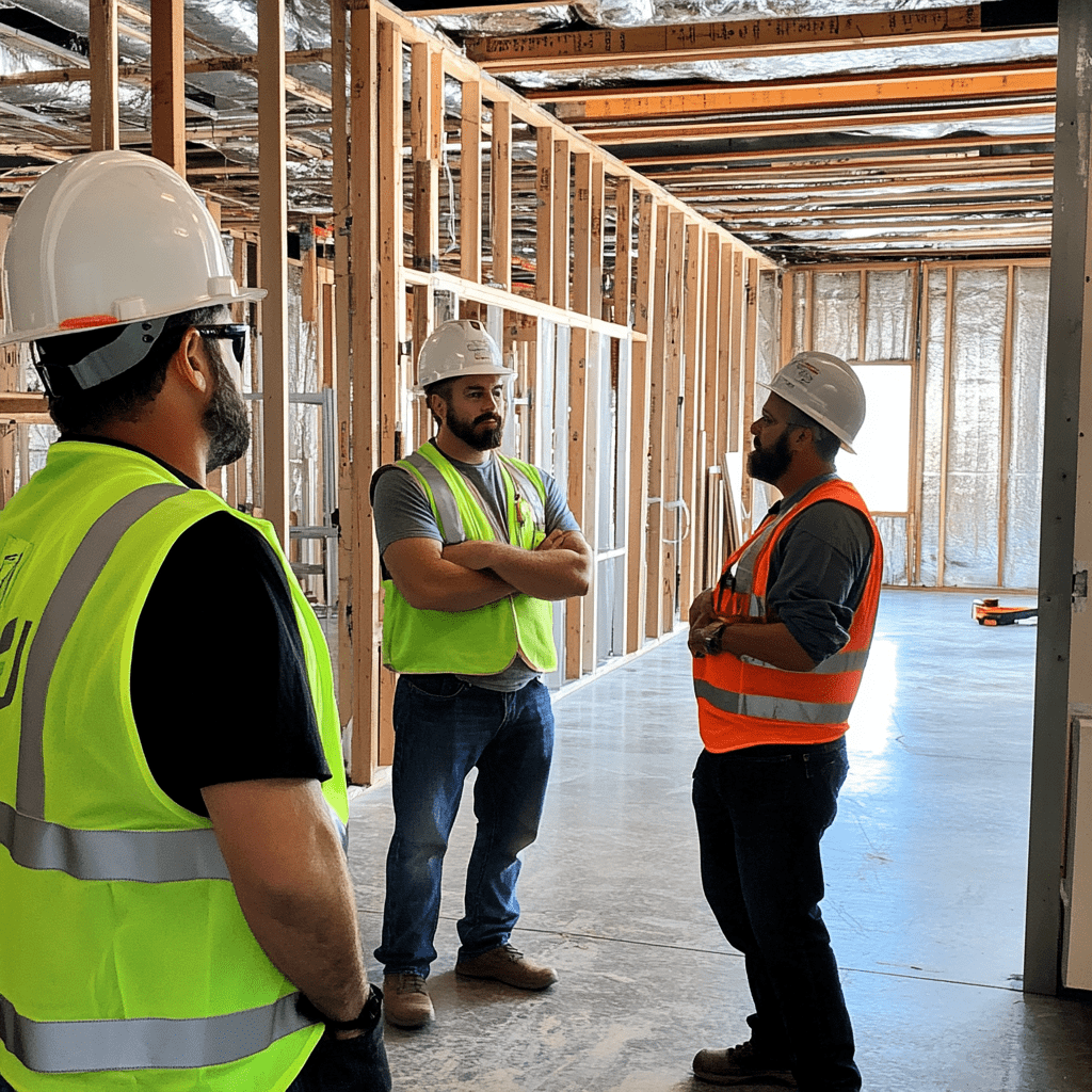 one construction supervisor training his two other employees