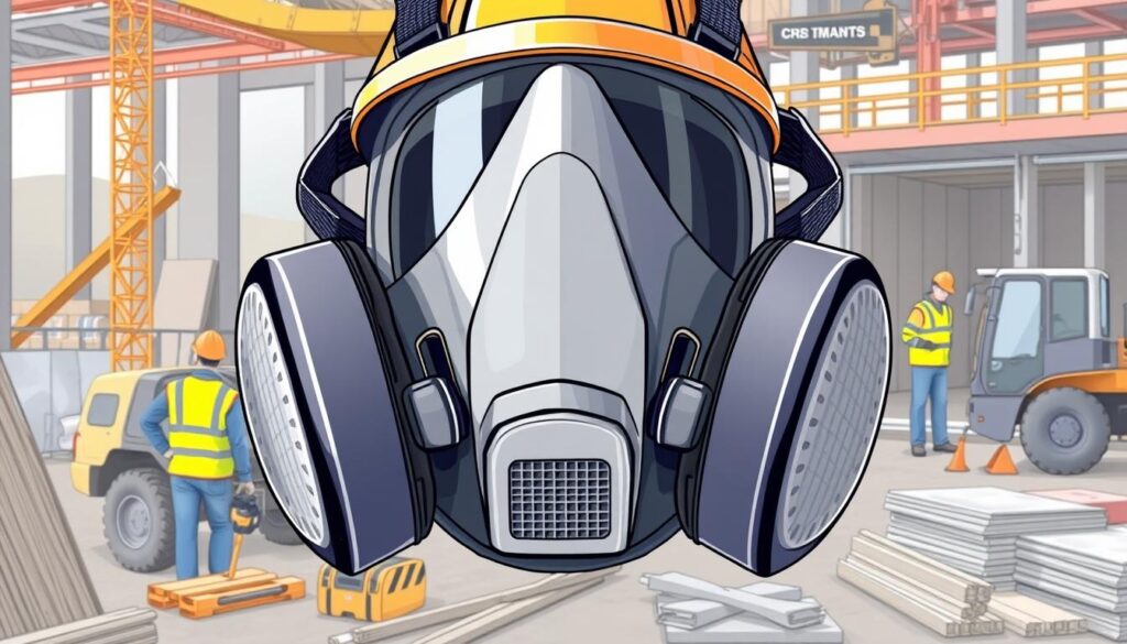 Construction full face respirator illustration