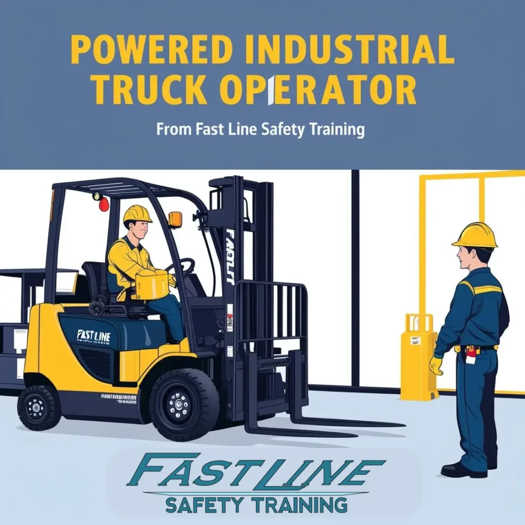 Industrial truck operator training session focused on safety and operational techniques